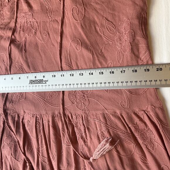 Mi Ami Women Dress M Mauve Floral Embroidery Tassel Lace Sleeveless Knee Length - Picture 6 of 9